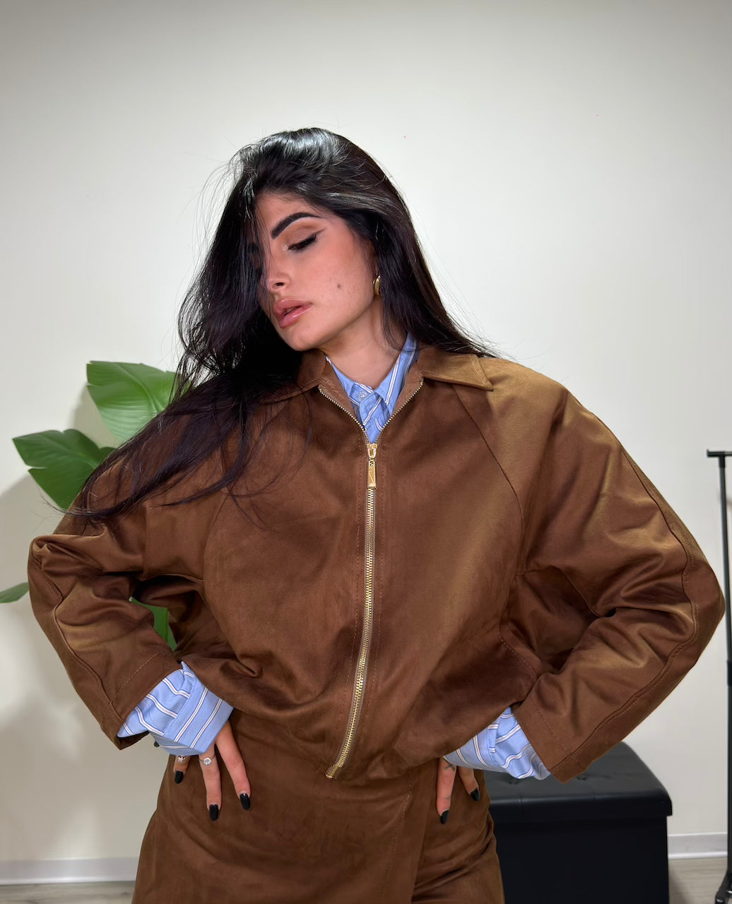 Bomber Cammello Suede Touch