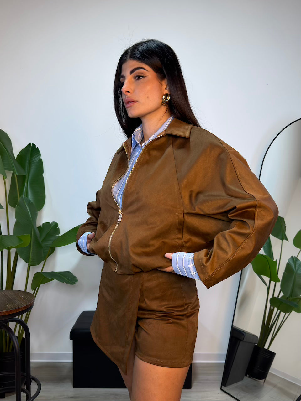 Bomber Cammello Suede Touch